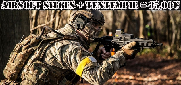 Airsoft Sitges + Tentempié de salados y refrescos Airsoft + Tentempié Sitges. Despedidas de soltero y soltera Barcelona